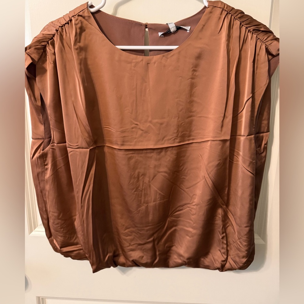 Naked Zebra Satin Top in Rich Brown NWT Medium